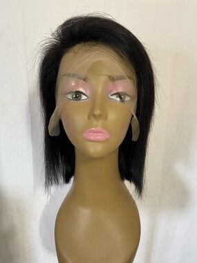 12" Human Hair Lace Front Bob Wig - 13x4 Glue-less Pre-Plucked Black